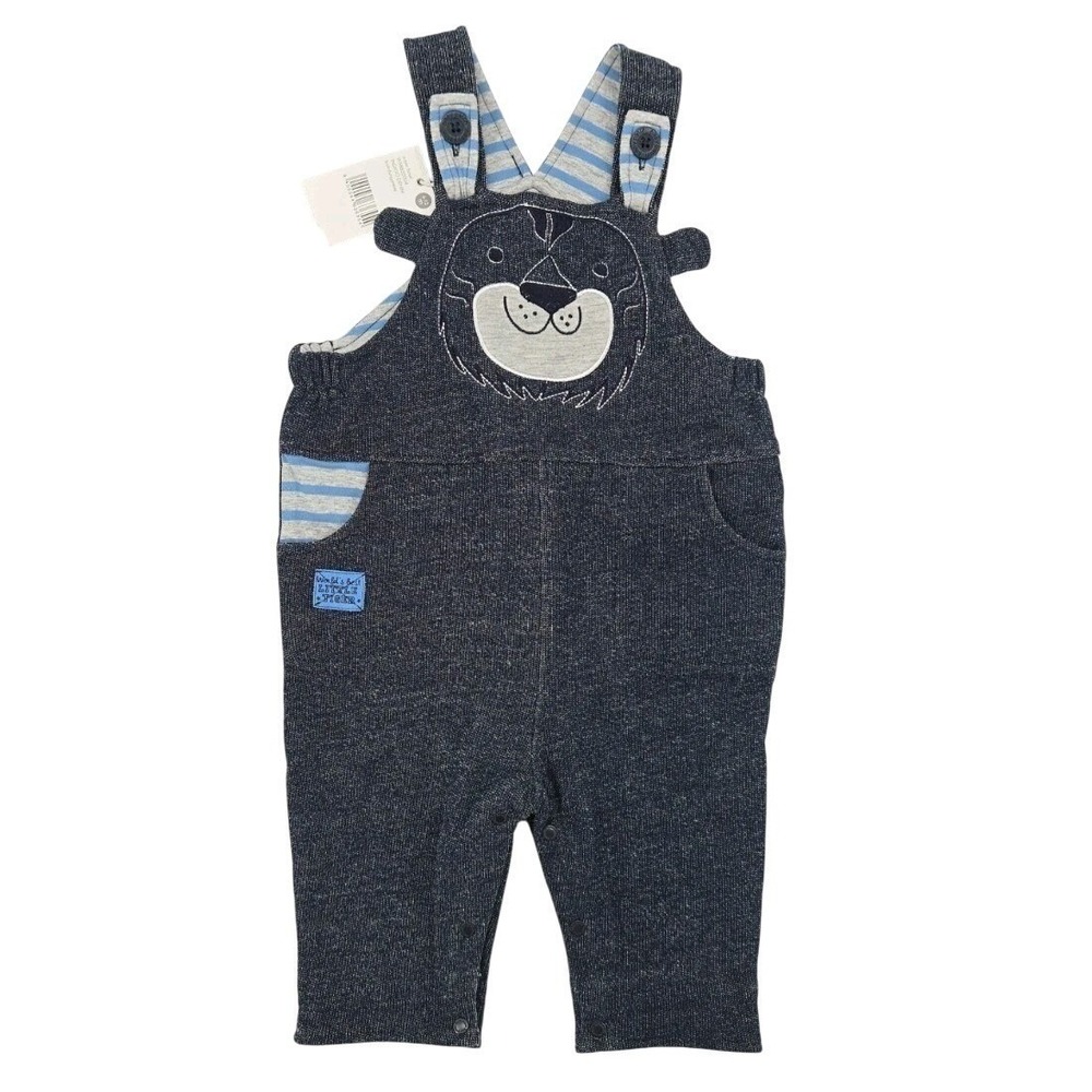 Pumpkin Patch Baby Denim Colored‎ Overalls Lion Applique 6–12M  100% Cotton